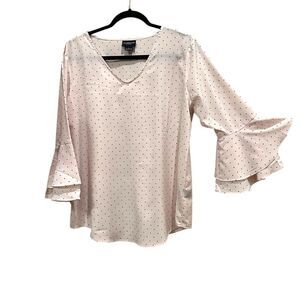 Liz Claiborne bell sleeve pink with black polka dots